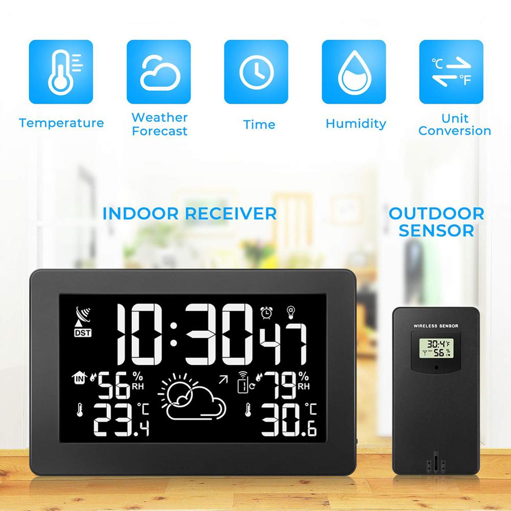 Wireless weather station weather forecast digital thermometer&hygrometer  Colorful LCD display electric alarm clock - Price history & Review, AliExpress Seller - Delicate Home-XY Store