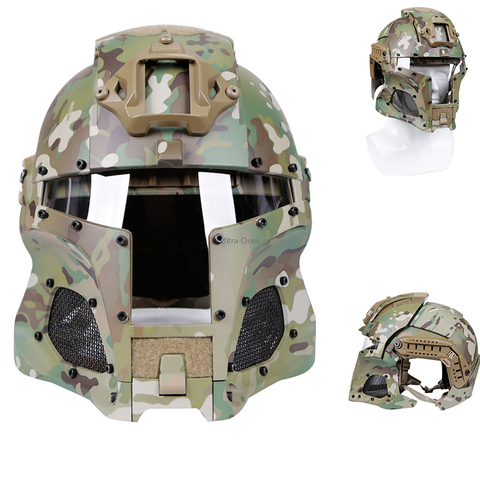 Military Tactical Airsoft Helmet Hunting Cs Wargame Full Face Cover Head Protective Training Shooting Army Combat Helmets Men ► Photo 1/6