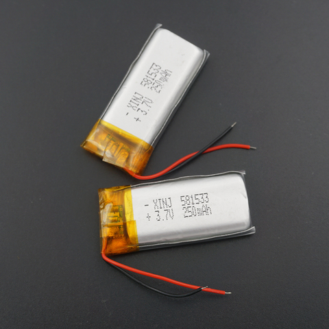 XINJ 3.7V 250mAh Lithium Polymer Rechargeable Battery Li ion li po cell 581533 For MP3/MP4 Driving recorder DIY GPS Sat Nav pen ► Photo 1/5