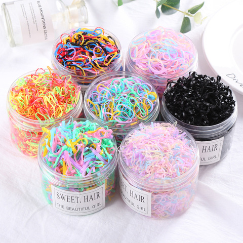 500pcs/Lot Colorful Disposable Hair Bands for Kids Girls Elastic
