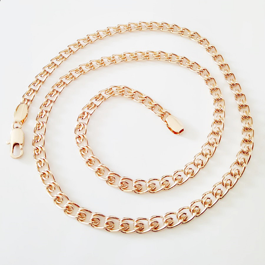 6mm Cuban Link Necklace Chain - Rose Gold 60cm