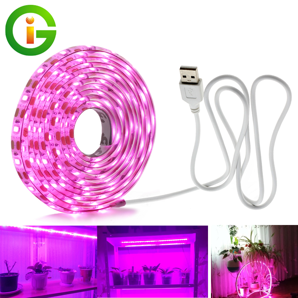 USB LED Grow Light Strip Full Spectrum 2835 LED Strip for Plant Growing Indoor 