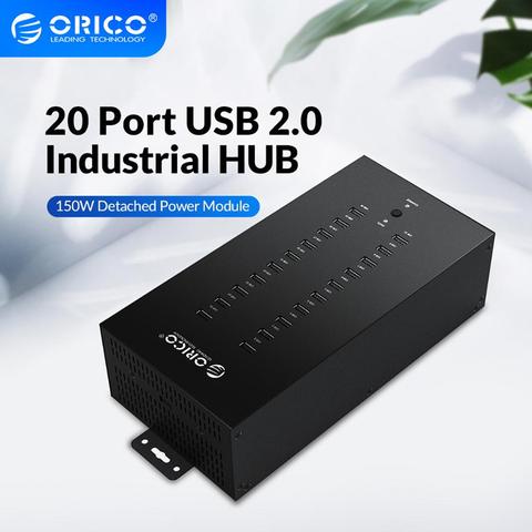 ORICO IH20P USB2.0 HUB 20 Ports Industrial USB Splitter  With 150w integrated independent Power Adapter For Windows Mac OS Linux ► Photo 1/6