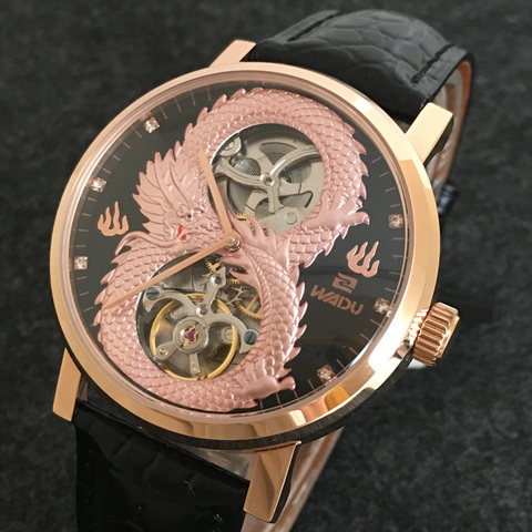 Luxury Brand Carving Dragon Automatic Mechanical Men Watch Rose Gold Tourbillon Wrist Watch As Gift A78 ► Photo 1/6