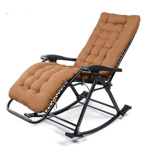 Comfortable Relax Rocking Chair Folding Lounge Chair Relax Chair with Cotton Fabric Cushion Nap Recliner 250kg Bearing ► Photo 1/5