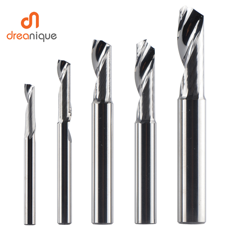 Dreanique 1pc 3.175 4 6 8mm CNC Single Flute Solid Tungsten Carbide Alloy End Mill, Milling Cutter for Aluminium ► Photo 1/6