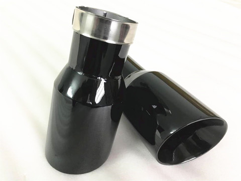 Glossy black stainless steel Oblique mouth General exhaust manifold muffler for automobile refitting ► Photo 1/6