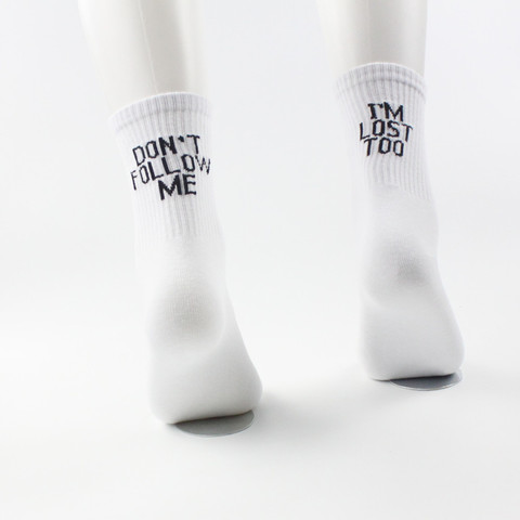 DON`T FOLLOW ME I AM LOST TOO casual men women letter socks hip hop Cotton skateboard high street harajuku funny happy socks ► Photo 1/4