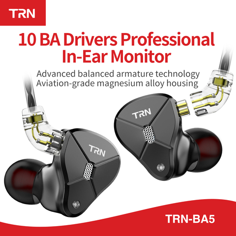 TRN BA5 5BA HIFI Earphone 10 Unit Balanced armature In Ear Earphones Metal Monitor Headset Noise Earbud Earphone VX V80 ZSX V90 ► Photo 1/6