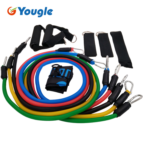 YOUGLE 11pcs/set Pull Rope Fitness Exercises Resistance Bands Latex Tubes Pedal Excerciser Body Training Workout Yoga ► Photo 1/6