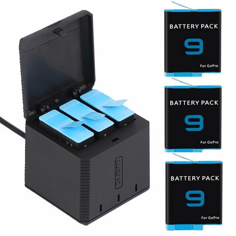 For GoPro 9 Hero9 Rechargeable Lithium Battery+3 Slot Led Charger Smart Charging Storage Box For Go Pro Hero 9 Black Accessories ► Photo 1/6