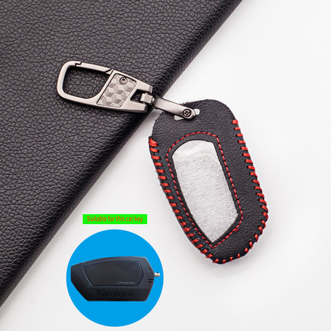 Leather Key Case Keychain Cover for Pandora DXL 4950 DX-90BT DX-91 DX9X D173/ TTS Russian Version Two Way LCD Car Alarm Remote ► Photo 1/5