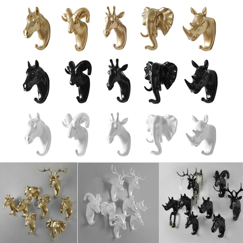 5 Styles Wall Hanging Hook Vintage Deer Head Animal for Hanging Clothes Hat Scarf Key Deer Horns Hanger Rack Wall Decoration ► Photo 1/1