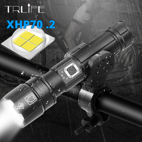 Brightest XHP70.2 LED Bicycle Flashlight USB Rechargeable Zoomable Bicycle Light Torch use 18650 26650 for outdoor Bike Light ► Photo 1/6