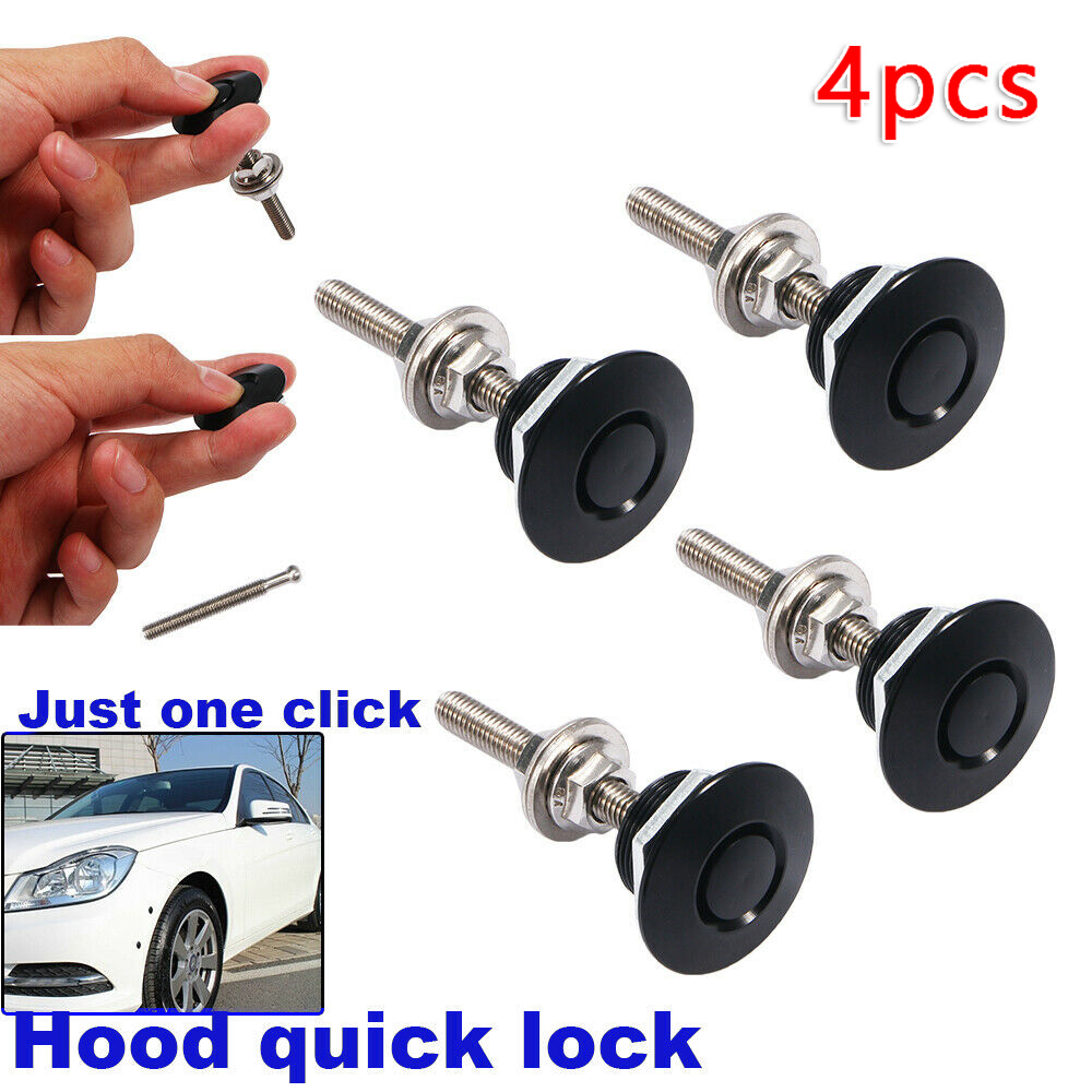 4*Universal Push Button Quick Release Car Hood Bonnet Latch Pin Lock Bumper Clip