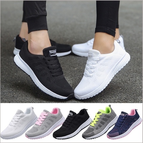 Women Casual Sport Shoes Fashion Men Running Shoes Weave Air Mesh Sneakers Black White Non Slip Footwear Breathable Jogging ► Photo 1/6