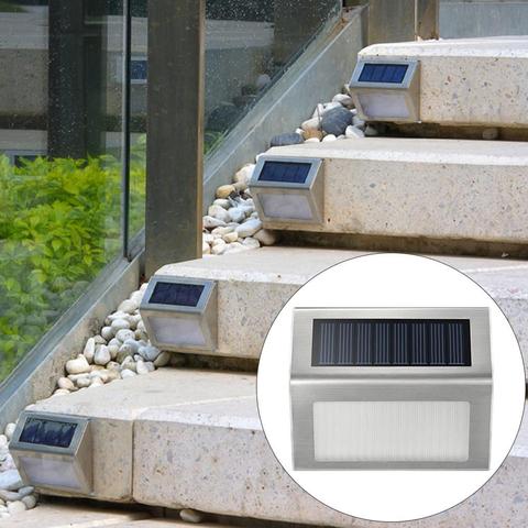 3 LED Solar Stair Lights Stainless Steel Garden Light Waterproof Outdoor Pathway Security Wall Lamp Energy Saving Courtyard Lamp ► Photo 1/6