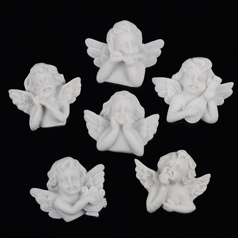 6Pcs Mix Flatback Resin Embellishments White Angel Baroque Style Resin Cabochon DIY Jewelry Necklace Hair Accessories ► Photo 1/6