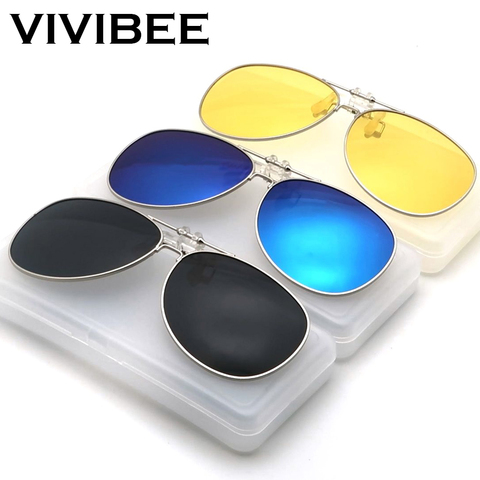 VIVIBE Oversized Pilot Flip up Clip on Sunglasses for driver Men Driving Alloy Frame Big Women Glasses Clips for Myopic ► Photo 1/5