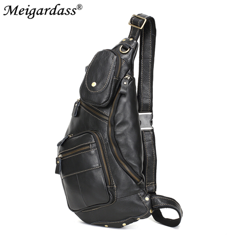 MEIGARDASS Genuine Leather Men Messenger Bag Casual Chest Bag Male Crossbody Bags for men Sling Bag Casual Travel Chest Packs ► Photo 1/6