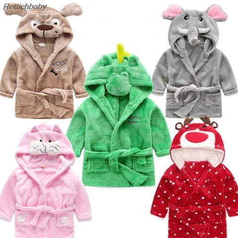 New fashion Kids Boy Girl Animal Bathrobe Cartoon Soft Flannel Robe Pajamas Baby Kids Children Warm Clothes 2-6Years Old ► Photo 1/6