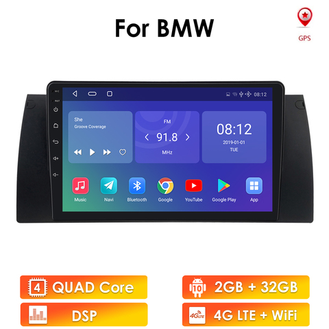 4 Core 2din Android 10 Car Radio for BMW 5 E39 E53 X5 1995-2001 M5 7 E38 2002 2003 2004 2005 2006 Navi GPS 4G Multimedia Player ► Photo 1/6
