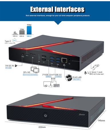 Hystou Gaming Mini PC Intel Core i9 i7-9750H i5-9300H GTX 1650 Gamger Computer Desktop Windows 10 HDMI DP pc gamer computadoras ► Photo 1/6