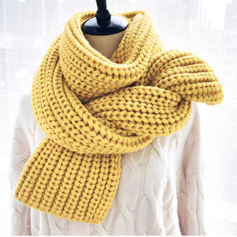 2022 Fashion Women Winter Knitted Scarf Warm Solid Thick Long Handmade Wool Scarves Korean Fashion Soft Scarfs Mujer Femme ► Photo 1/6