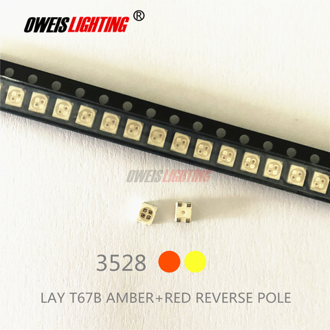 50PCS 3528 amber+yellow PLCC-4 reverse pole , 617nm+587nm , 50mA 2V 0.1w bicolor smd led  lamps light beads LAYT67B LAY T67B ► Photo 1/4