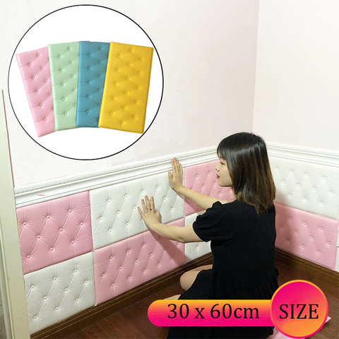 3D Wall Stickers Wallpaper Self-adhesive Thicken Tatami Anti-collision Wall Mat Pad Kids Bedroom Living Room Soft Foam Cushion ► Photo 1/6