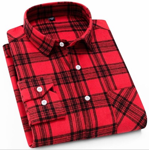 New Men's Plaid Flannel Shirt  Soft Comfortable Spring Male Slim Fit Business Casual Long-sleeved Shirts ► Photo 1/6