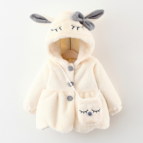 Baby Girl Clothes Cute Rabbit Ears Plush Baby Jacket Autumn Winter Warm Hooded Cashmere Girls Coat Christmas Princess Outerwear ► Photo 1/6