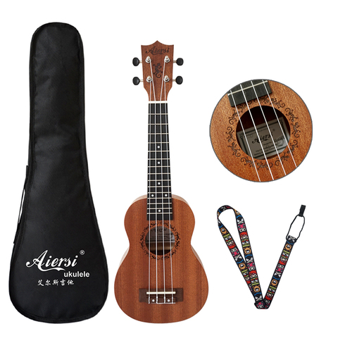 Aiersi 21 inch Mahogany Soprano Ukulele Guitar 4 Strings Hawaiian Ukelele Musical Instruments with Bag and Strap ► Photo 1/6
