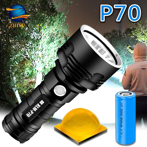 ZHIYU Super Powerful LED Flashlight L2 P70 Tactical Torch USB Rechargeable Linterna Waterproof Lamp Ultra Bright Lantern Camping ► Photo 1/6