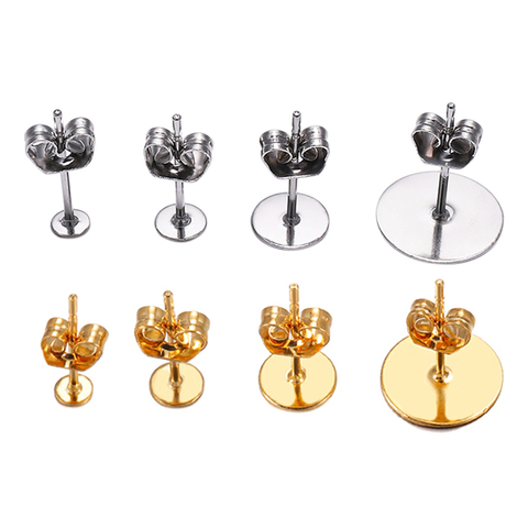 100pcs/Lot High Quality Stainless Steel Gold Plated Earring Back