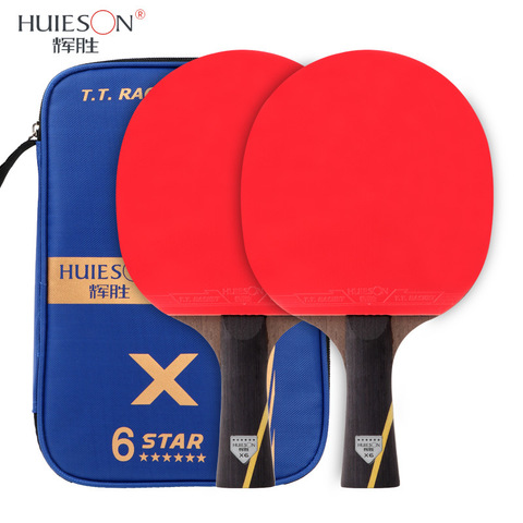 Huieson 6 Star Upgraded Table Tennis Racket 7 Layers Double Face Rubbers Carbon Fiber Ping Pong Racket Bat With Cover 2Pcs ► Photo 1/6