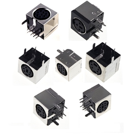 10pcs Circular Receptacle Connector Mini Din 3 4 5 6 7 8 9 Pin Female Din Sockets MD-SM Shield Right Angle Through Holes PCB ► Photo 1/6