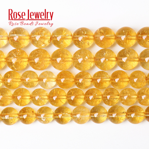 AAA+ Natural Citrines Crystal Beads Yellow Quartz Natural Stone Beads For Jewelry Making DIY Bracelet Necklace15'' 4/6/8/10/12mm ► Photo 1/5