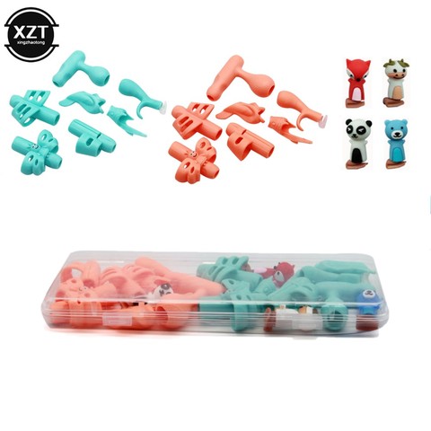 18pcs/box Pencil Pen Holder Grips Two-Finger Cute Silicone Boys Girls Kids Learning Hand Writing Correction Tool Stationery Gift ► Photo 1/6