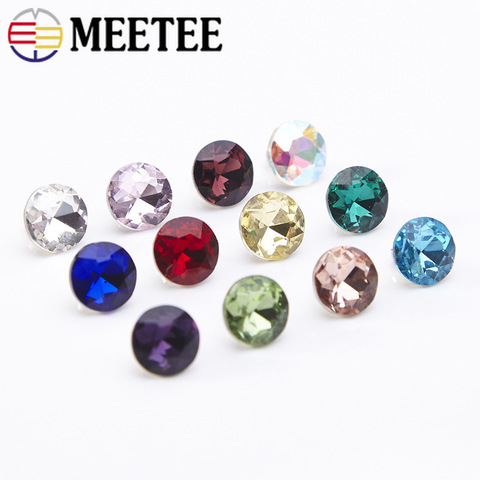 Meetee 20/50pcs 9mm Rhinestone Buttons Glass Diamond Shirt Shank Buckle DIY Clothing Collar Sewing Decor Material Accessory ► Photo 1/6