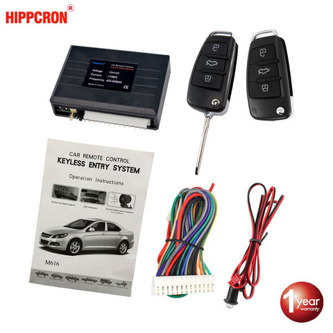 Hippcron Car Central Door Lock Auto Keyless Entry System Button Start Stop Keychain Central Kit Universal Car 12V ► Photo 1/6