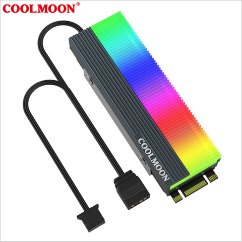 CoolMoon M.2 SSD 2280 ARGB Heasink, M.2 Solid State Drive RGB Radiator, Hard Drive Cooling Vest, 5V M/B SYNC ► Photo 1/4