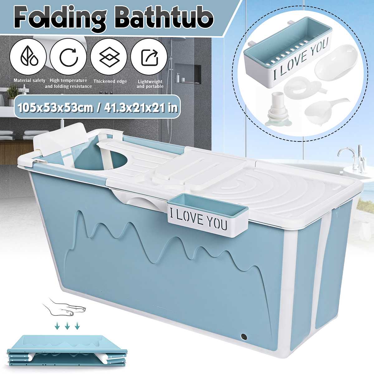 Adult Bathtub Portable Shower Tub Collapsible Household Large Folding Tub  1.38m