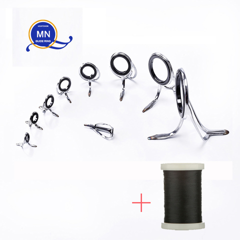 9pcs/Kit MN bracket Thunder Snakehead Spinning Rods Boat Rods Guide Ring DIY SiC Stainless Steel Enhanced Anti-Winding Guide Kit ► Photo 1/3