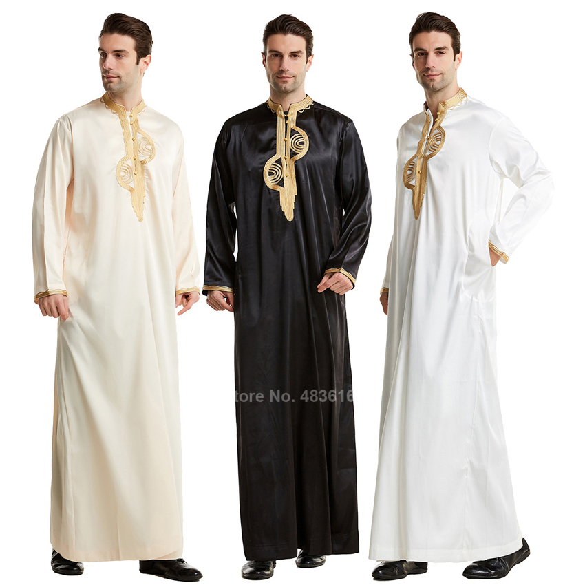 Muslim Men Saudi Style Thobe Robe Dress Islamic Kaftan Abaya Arab Dubai Clothes 