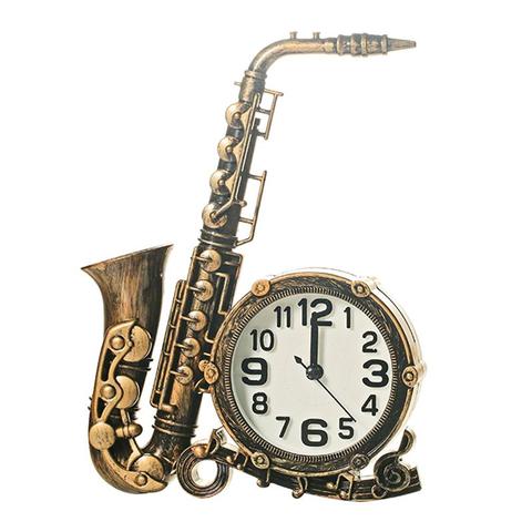 Saxophone Shaped Alarm Clock Retro Decorative Alarm Clock Bedside Clock for Bedroom Home without Battery (Random Color) ► Photo 1/6