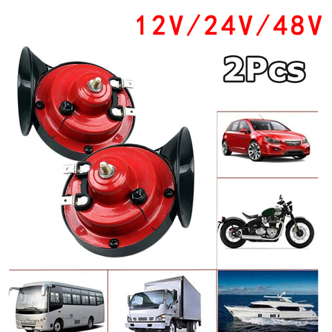 2PCS 300DB Train Horn for Trucks The Loudest Waterproof Loud Air Electric Snail Horn 12/24/48V Double Horn Sound ► Photo 1/6