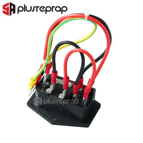 15A 250V Power Switch AC 3pin Power Socket with Red Triple Rocker Switch Tripod Feet of Copper with Fuse for 3D Printer ► Photo 1/4