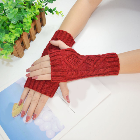 Autumn New Women Long Fashion Unisex Men Mitten Fingerless Gloves Arm Knitted