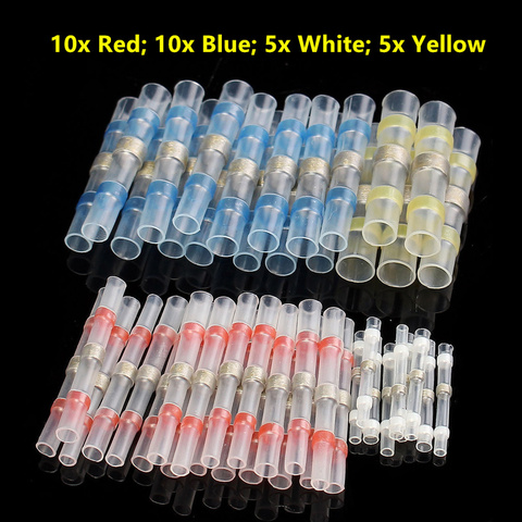 30Pcs Heat Shrink Sordering Terminals Waterproof Solder Sleeve Tube Insulated Butt Electrical Wire Connectors 26-10 AWG Kit ► Photo 1/6